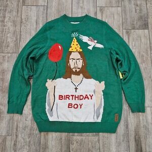 Tipsy Elves Sweater Mens XXL Birthday Boy Jesus Ugly Christmas Knit NEW Funny